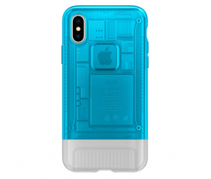 Husa Plastic Spigen Classic C1 pentru Apple iPhone X / Apple iPhone XS, Albastra - Transparenta, Blister 057CS24432