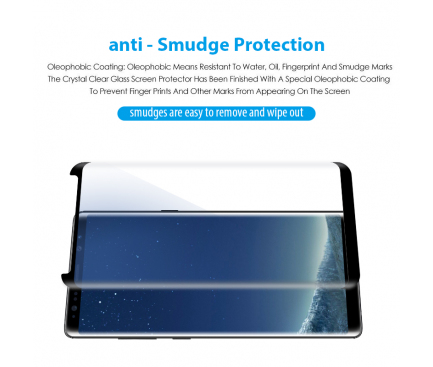 Folie Protectie Ecran Vonuo pentru Samsung Galaxy Note8 N950, Sticla securizata, Neagra, Blister VO-090502022 