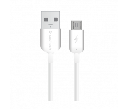 Cablu Date si Incarcare USB la MicroUSB Soultech Comfort DK021B, 1 m, Alb, Blister 