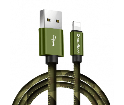 Cablu Date si Incarcare USB la Lightning Soultech Army metal DK029, 1 m, Multicolor, Blister 