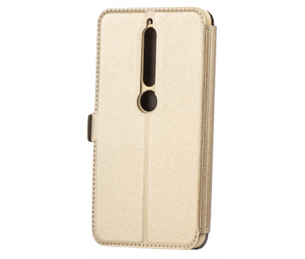 Husa Piele OEM Smart Pocket pentru Apple iPhone 7 / Apple iPhone 8, Aurie, Bulk 
