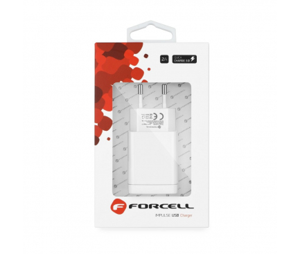 Incarcator Retea USB Forcell Quick Charge 3.0, 1 X USB, Alb, Blister 