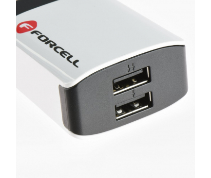 Incarcator Retea cu cablu USB Tip-C Forcell, 2 X USB, Alb, Blister 