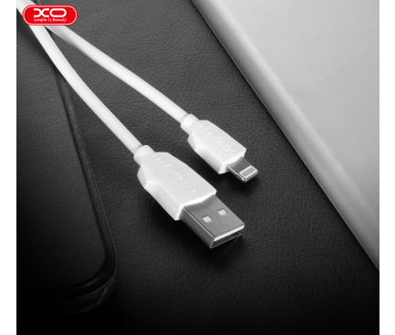 Cablu Date si Incarcare USB la MicroUSB XO Design NB9, 2.4A, 2 m, Alb, Blister 