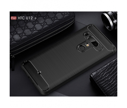 Husa TPU OEM Carbon pentru HTC U12+, Neagra, Blister 