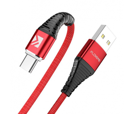 Cablu Date si Incarcare USB la Lightning Floveme , 2A, LED, 1 m, Rosu, Blister 