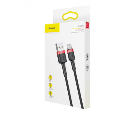 Cablu Date si Incarcare USB la USB Type-C Baseus Kevlar, 2A, 2 m, Negru, Blister 