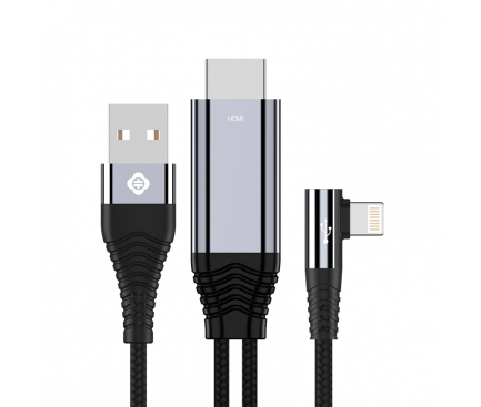 Adaptor Audio si Video HDMI la Lightning - USB la HDMI Totu Design Time BLA-037, 3 m, Negru, Blister 