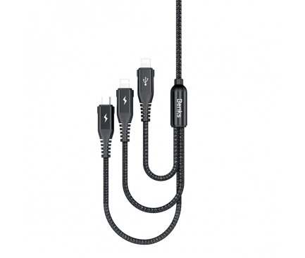 Cablu Date si Incarcare USB-A - Lightning / microUSB Benks, 15W, 1.5m, Negru
