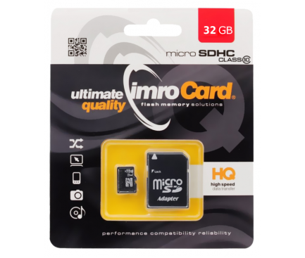 Card Memorie MicroSDHC Imro cu adaptor, 32Gb, Clasa 10 - UHS-1 U1