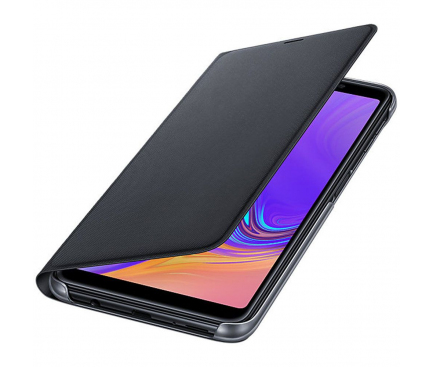 Husa Samsung Galaxy A7 (2018), Flip Wallet, Neagra, Blister EF-WA750PBEGWW 