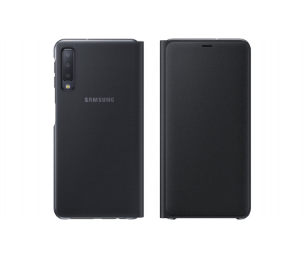 Husa Samsung Galaxy A7 (2018), Flip Wallet, Neagra, Blister EF-WA750PBEGWW 