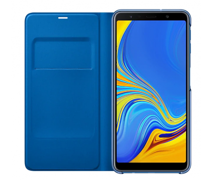 Husa Samsung Galaxy A7 (2018), Flip Wallet, Albastra, Blister EF-WA750PLEGWW 