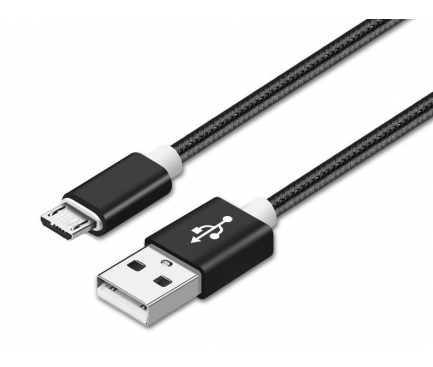 Cablu Date si Incarcare USB la MicroUSB OEM Woven, 1 m, Negru, Bulk 