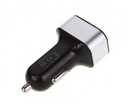 Incarcator Auto USB OEM, 3 x USB, 4.2A, Argintiu - Negru, Bulk 