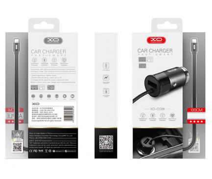 Incarcator Auto cu fir USB Tip-C XO Design 3.1A, 1 X USB, Negru, Blister 