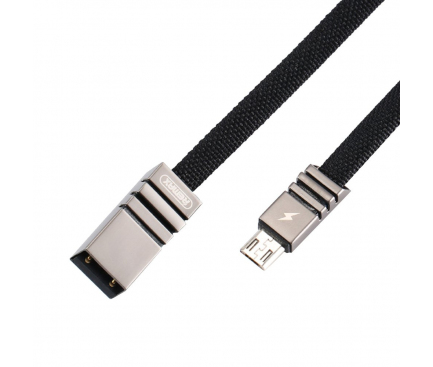 Cablu Date si Incarcare USB la MicroUSB Remax Weave RC-081m, 1 m, Negru, Blister 