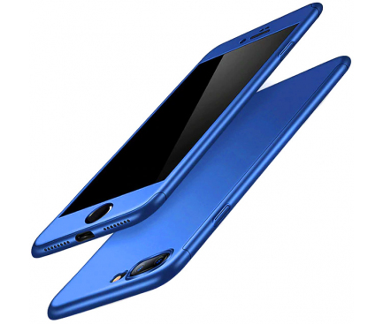 Husa Plastic OEM Full Cover pentru Apple iPhone 7 Plus, Albastra, Bulk 