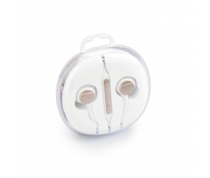 Handsfree Casti In-Ear OEM Stereo Circle, Cu microfon, 3.5 mm, Alb - Auriu, Blister 