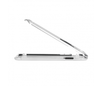 Husa Aluminiu OEM Magnetic Frame Hybrid cu spate din sticla pentru Apple iPhone 6 / Apple iPhone 6s, Argintie, Bulk 