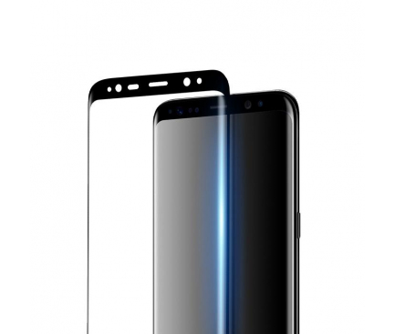 Folie Protectie Ecran HOCO pentru Samsung Galaxy S9 G960, Sticla securizata, Full Face, Neagra, Blister 