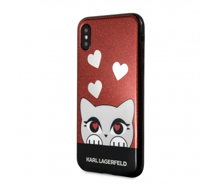 Husa Plastic Karl Lagerfeld pentru Apple iPhone X, Neagra, Blister KLHCPXVDCRE 
