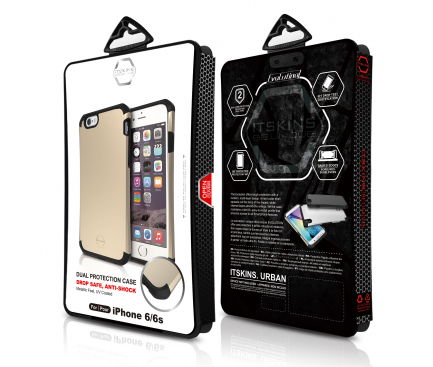 Husa TPU Itskins Evolution Antisoc pentru Apple iPhone 6s, Aurie - Neagra, Blister AP6S-EVLT-GDBK