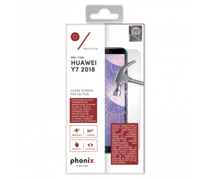Folie Protectie Ecran Phonix pentru Huawei Y7 Prime (2018), Sticla securizata, Blister HUY78TGS 