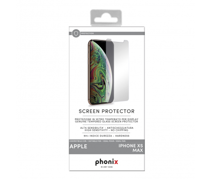Folie Protectie Ecran Phonix pentru Apple iPhone XS Max, Sticla securizata, Blister IPXSMTGS 