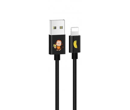 Cablu Date si Incarcare USB la Lightning Usams SJ234 U8 Lovely, 1.2 m, Negru, Blister 