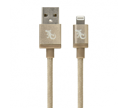 Cablu Date si Incarcare USB la Lightning Gecko Metallic, 1.2 m, Auriu, Blister GG100122 