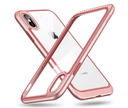 Husa Plastic - TPU ESR Bumper Hoop Lite pentru Apple iPhone X / Apple iPhone XS, Roz Aurie - Transparenta, Blister 