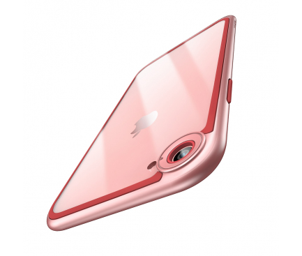 Husa Plastic - TPU ESR Bumper Hoop Lite pentru Apple iPhone 7 / Apple iPhone 8, Roz Aurie - Transparenta, Blister 