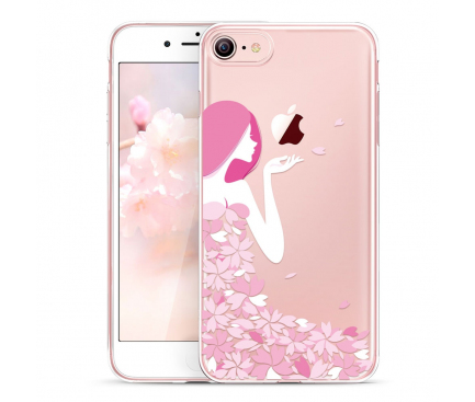 Husa TPU ESR Flower Girl pentru Apple iPhone 7 / Apple iPhone 8, Transparenta - Multicolor, Blister 