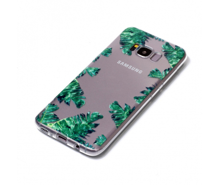 Husa TPU OEM Green Leaf Samsung Galaxy S8 G950, Multicolor, Bulk 