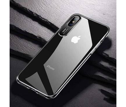 Husa Plastic Totu Design Clear Crystal pentru Apple iPhone XS Max, Neagra - Transparenta, Blister 