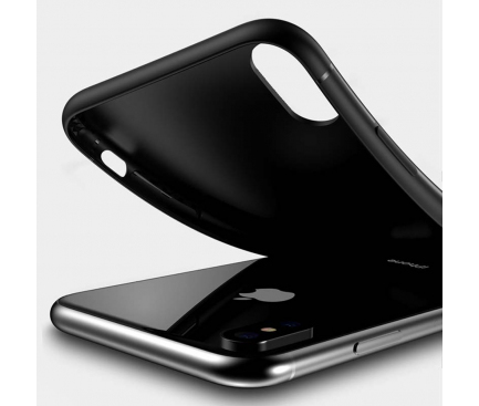 Husa TPU Totu Design Slim Carbon pentru Apple iPhone X / Apple iPhone XS, Neagra, Blister 