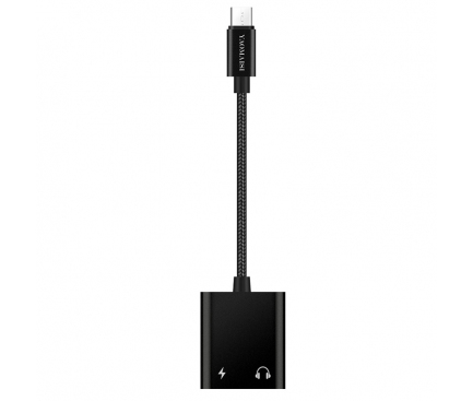 Adaptor Audio USB Type-C la 3.5 mm Yaomaisi Q17, port incarcare USB Type-C, Negru, Blister 