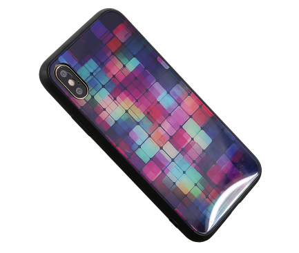 Husa TPU OEM Glass Case Magic Cube pentru Apple iPhone X / Apple iPhone XS, Multicolor, Bulk 