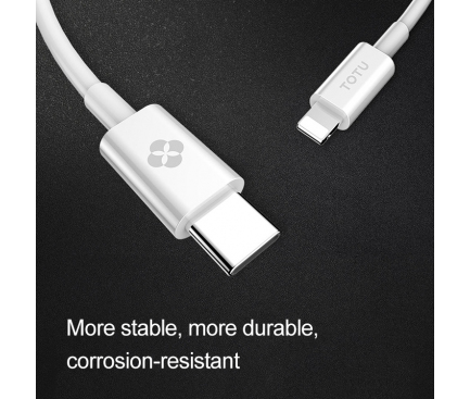 Cablu Date si Incarcare USB Type-C la Lightning Totu Design BPDA01, 1.2 m, Alb, Blister 