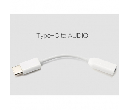Adaptor Audio USB Type-C la 3.5 mm Xiaomi Mi Note 3, 9 cm, Alb