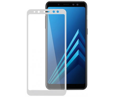 Folie Protectie Ecran Forever pentru Samsung Galaxy A8+ (2018) A730, Sticla securizata, Full Face, Edge Glue, 5D, Alba