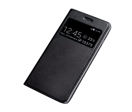 Husa Piele OEM Smart Look pentru Huawei P smart Plus, Neagra, Bulk 