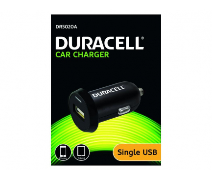 Incarcator Auto USB Duracell DR5020A, 2.4A, 1 X USB, Negru, Blister