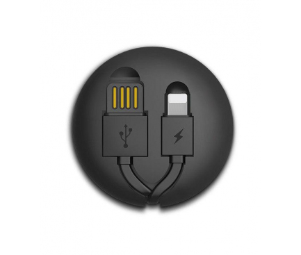 Cablu Date si Incarcare USB la Lightning Remax RC-099T Cutebaby, Retractabil, 1m, Negru, Blister 