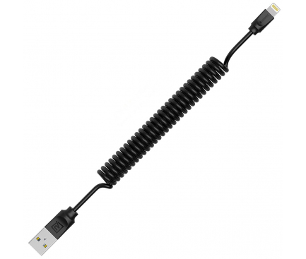 Cablu Date si Incarcare USB la Lightning Remax RC-117i Radiance Pro, Spiralat, 1 m, Negru, Blister 