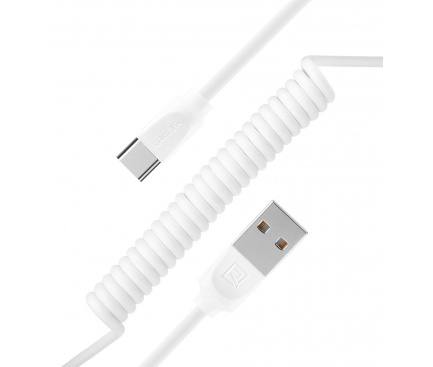 Cablu Date si Incarcare USB la USB Type-C Remax RC-117a Radiance Pro, Spiralat, Alb, Blister 