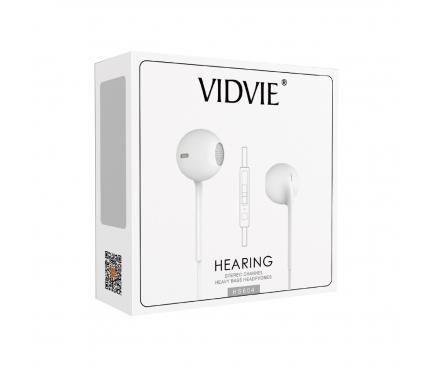 Handsfree Casti EarBuds VIDVIE HS604, Cu microfon, 3.5 mm, Alb, Blister 