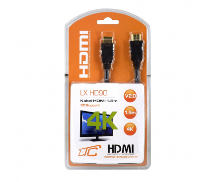 Cablu Audio si Video HDMI la HDMI OEM LX HD90 v2.0 4K, 1.5 m, Negru, Blister 