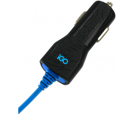 Incarcator Auto cu fir MicroUSB iGO PS00308-0002, 1A, 1 X USB, Bleumarin - Negru, Blister 